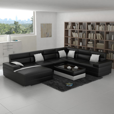 Ledersofa Couch Wohnlandschaft Ecksofa Eck Garnitur Design Modern Sofa UForm USB