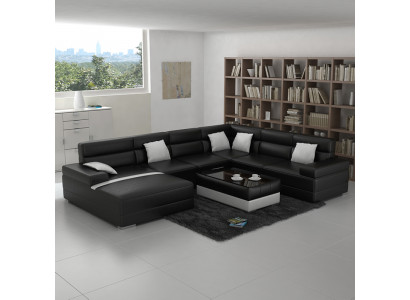 Ledersofa Couch Wohnlandschaft Ecksofa Eck Garnitur Design Modern Sofa UForm USB