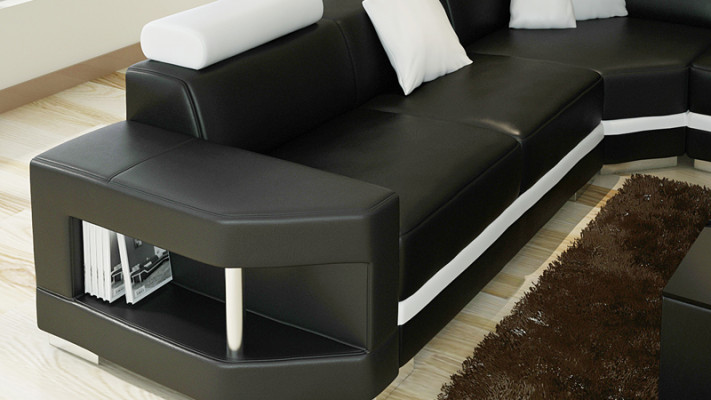 Ledersofa Sofa Couch Wohnlandschaft Ecksofa Garnitur Design Modern Sofa mit USB
