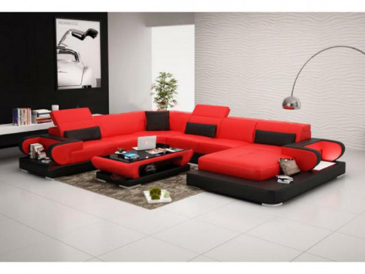 Ledersofa Polster Sitz Couch Garnitur Ecksofa Sofa Couch Wohnlandschaft Detmold