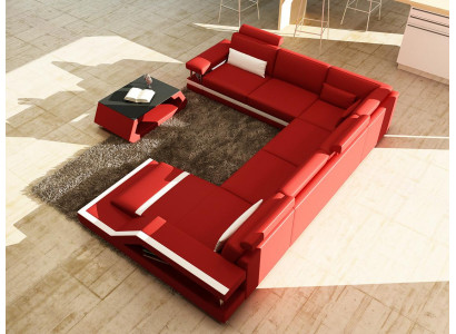 Wohnlandschaft Big Modernes Ledersofa Couch Patentiert Designer Sofa HAMBURG XXL