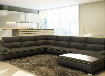 Ecksofa Ledersofa Polster Wohnlandschaft Couch Sofa Eckgarnitur U Form EltmannG