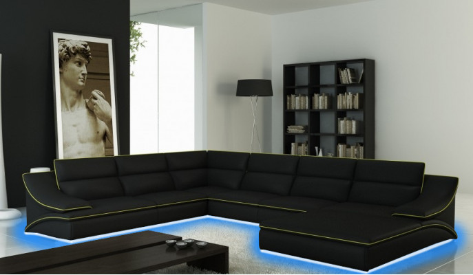 Ecksofa Ledersofa Polster Wohnlandschaft Couch Sitz Eck Garnitur U Form EltmannG