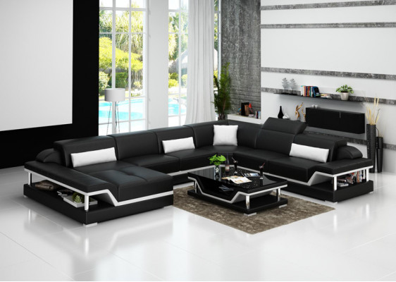 Ledersofa Couch Wohnlandschaft Ecksofa Eck Garnitur Design Modern Sofa G8004