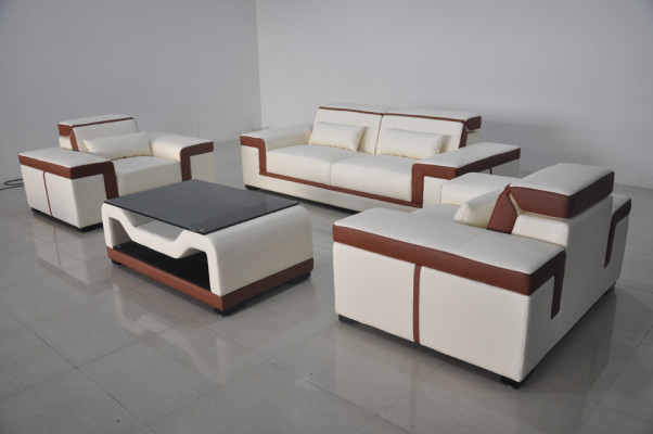 3+2+1 Sofa Couch Polster Leder Stoff Couchen Sofas +Tisch Komplett Garnitur Neu