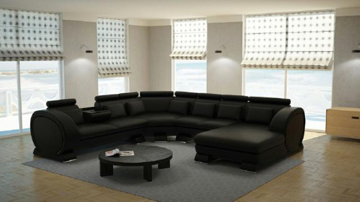 Ecksofa Sofa Wohnlandschaft Couch Leder Sofas Eck Garnitur Vigo-K U Form Neu