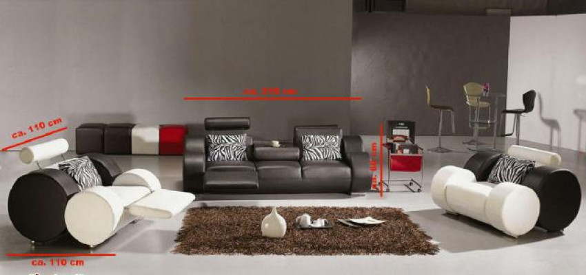 LEDERSOFA mit USB COUCH GARNITUR 3+2+1 SITZER POLSTERGARNITUR DESIGNER SOFA NEU