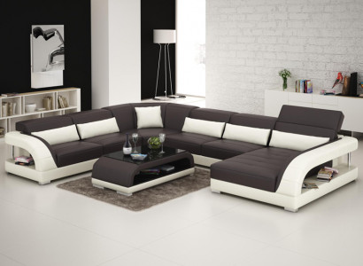 Wohnlandschaft Polster Ecke Eck Sofa + USB Garnitur Landschaft Leder Sitz