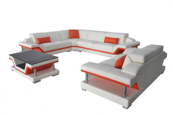 Eck Sofa Polster Couch Sitz Ecke Leder Garnitur Wohnlandschaft Moderne