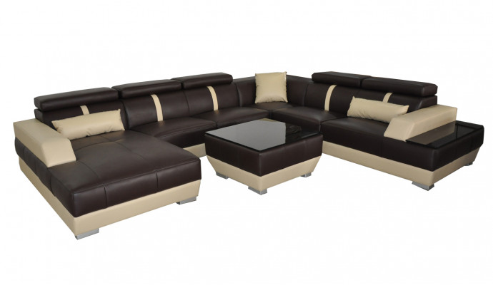 Ledersofa Wohnlandschaft Eck Garnitur Design Modern Sofa Dekorative U-Form