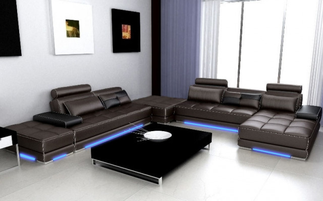 Ledersofa Couch Wohnlandschaft Ecksofa Eck Garnitur Design Modern Sofa Neu A1146