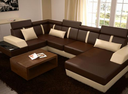 Designer Wohnlandschaft Eckcouch USB Sofa Polster Garnitur Ledersofa Sofas Neu