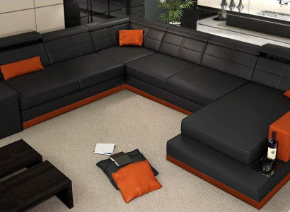 Ledersofa Couch Wohnlandschaft Ecksofa Eck Garnitur Design Modern Sofa