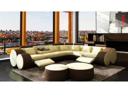 Designer Ledersofa+USB Eckcouch Sofa Ledercouch Sofa Wohnlandschaft Made In EU