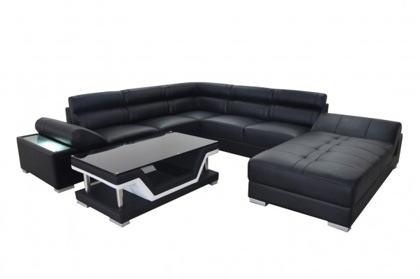 Design Leder Wohnlandschaft Eck Sofa Moderne Garnitur Couch Ecke Neu Grau USB