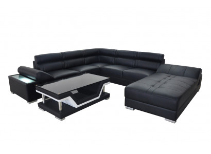 Design Leder Wohnlandschaft Eck Sofa Moderne Garnitur Couch Ecke Neu Grau USB