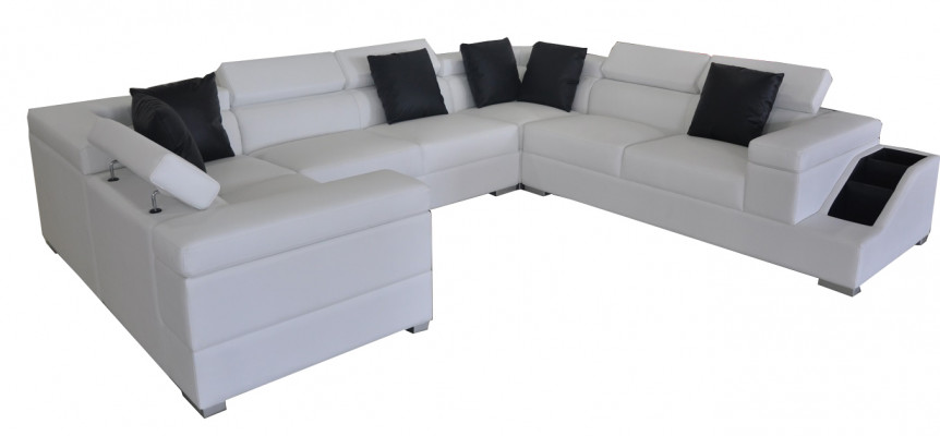 Ledersofa USB Wohnlandschaft Ecksofa Ecke Garnitur Design Sofa Couch Neu