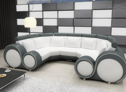 XXL Wohnlandschaft Ledersofa mit USB Design Polster Garnitur Couch Ecksofa Big