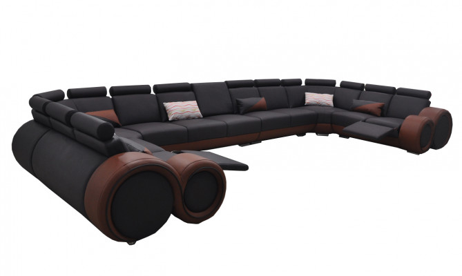 XXL Couch Big Ecksofa Leder Eckgarnitur Ecke Landschaft Polster Wohn U Form +USB