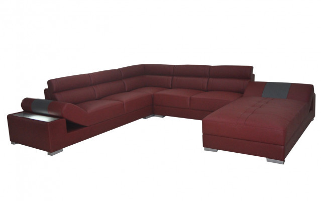 Ledersofa Couch Wohnlandschaft Eck Garnitur Design Modern Sofa U-Form