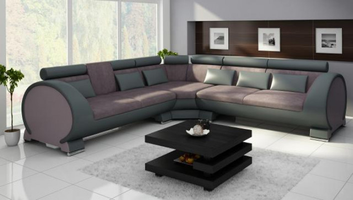 Ecksofa VIGO "LT01" Eckcouch + USB,Sofa Eckgarnitur Ledersofa Leder Textil Stoff