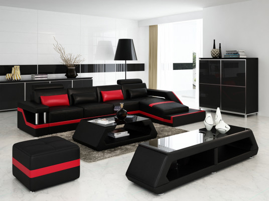Designer Wohnlandschaft Big Modernes Ledersofa mit USB HAMBURG III Ecksofa Sofa