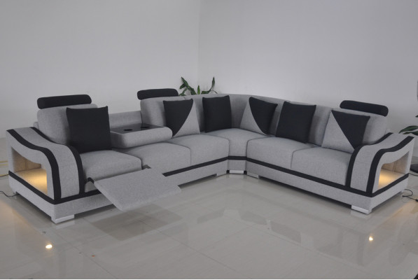 Moderne Textil Sofa Eckcouch Polster Wohnzimmer Ecksofa LForm Wohnlandschaft USB
