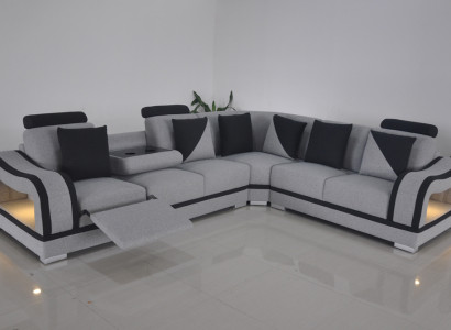 Ledersofa Couch Wohnlandschaft Garnitur Design Modern Ecke Sofa L-Form