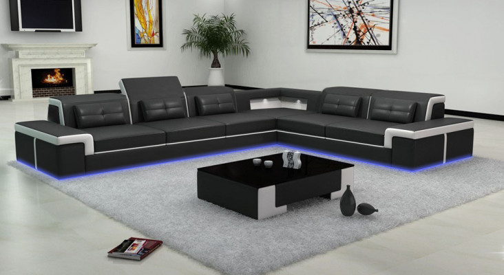 Leder Eck Sofa Couchen Wohnlandschaft Luxus Garnitur Ecke Sofas Polster Couch