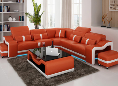 Sofa Ledersofa Couch Wohnlandschaft Ecksofa Eck Modern Design Garnitur