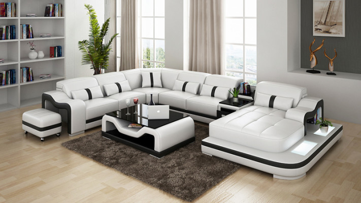 Sofa Ledersofa Couch Wohnlandschaft Ecksofa Eck Modern Design Garnitur