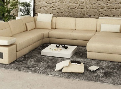 Designer Couch U Form Ecksofa Polster Couch Leder Wohnlandschaft Neu