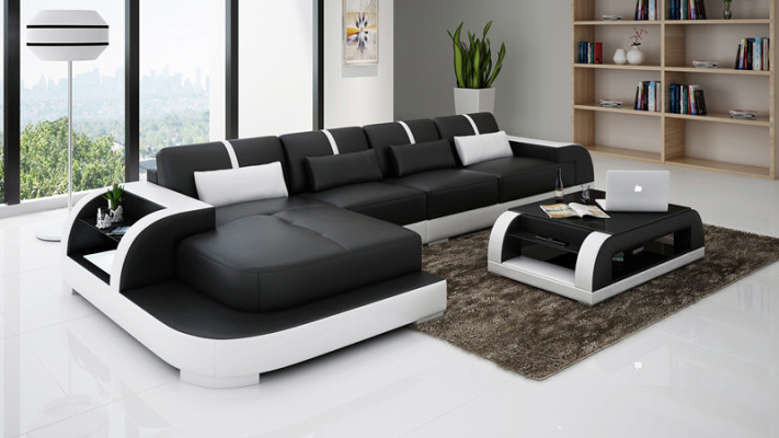 Ledersofa Couch Wohnlandschaft Ecksofa Eck Dekor Modern Garnitur Design