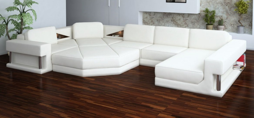 Wohnlandschaft Design Ecksofa Leder Ecke UForm Sofa Couch Polster Garnitur Neu