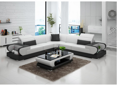 Ledersofa Couch Wohnlandschaft Ecksofa Eck Garnitur Design Modern Sofa G8002B