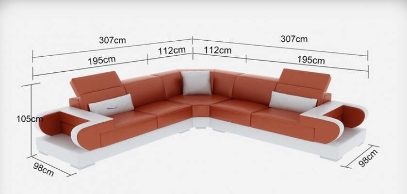 Ledersofa Couch Wohnlandschaft Ecksofa Eck Garnitur Design Modern Sofa G8002B