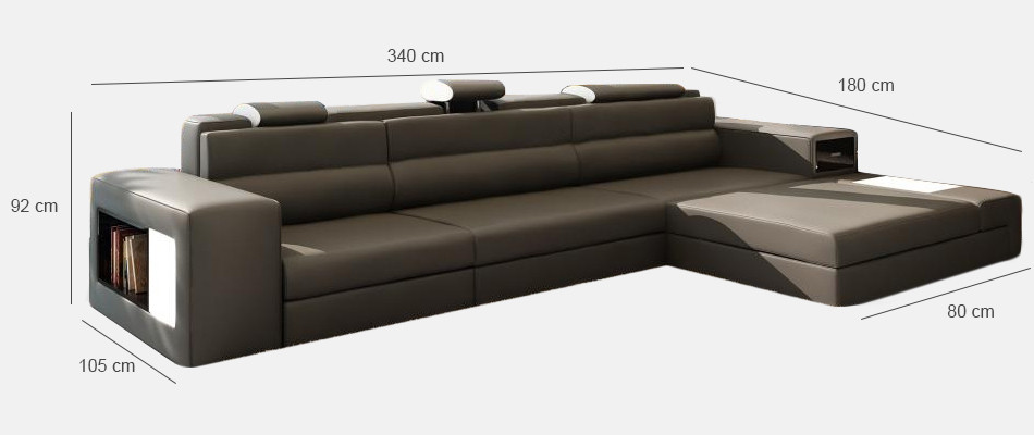 Designsofa Sofa mit USB Polster Ecksofa Garnitur Wohnlandschaft Ledersofa Couch