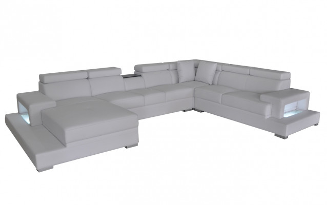 Leder Polster Sitz Zimmer Eck Wohn Sofa Couch XXL Designer Garnitur Sofas +USB