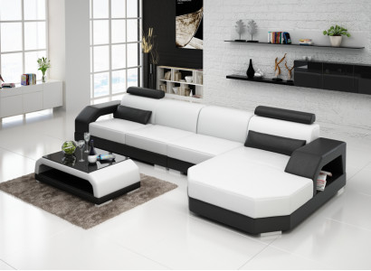 Ledersofa Couch Wohnlandschaft Ecksofa Eck Garnitur Design Modern Sofa G8001C