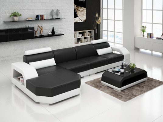 Ledersofa Couch Wohnlandschaft Ecksofa Eck Garnitur Design Modern Sofa G8001C