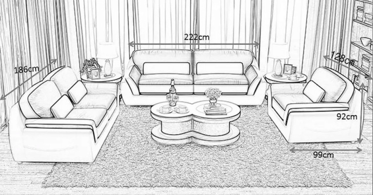 Sofagarnitur 321 Tisch Hocker Sideboard Wohnlandschaft Couchen Sofa Couch 7tlg.