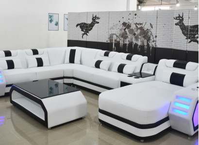 Ecksofa Polster Sitzgarnituren Eckcouch Sofa Couchen Wohnlandschaft + Couchtisch