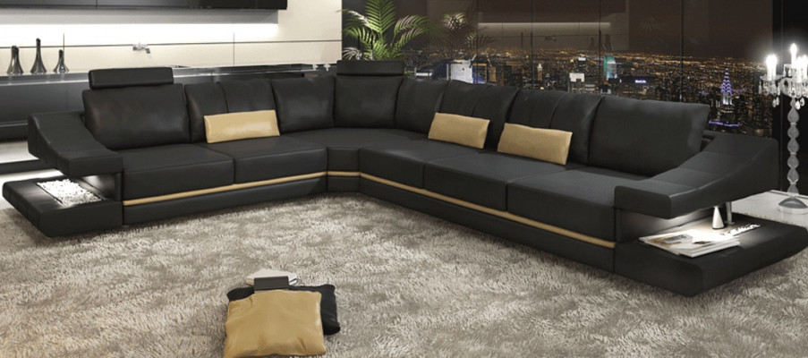Wohnzimmer Textil L-Form Sofas Schwarz NEU Ecksofa Couch Polstermöbel