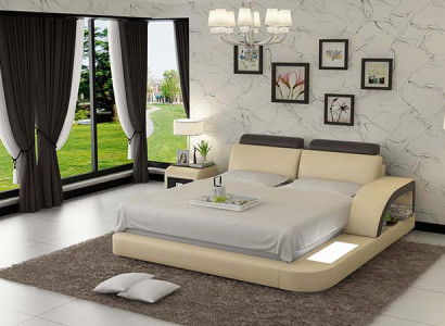Wasserbett mit USB Hotel Doppelbett Betten Komplett Lederbett Polsterbett Wasser