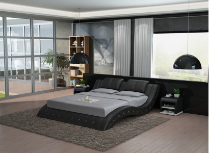 Wasserbett Hotel Doppelbett Betten USB Komplett Lederbett Polsterbett Wasser Neu