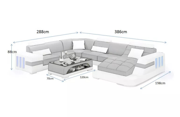 Designer Sofa Ecksofa Ledersofa Sofas UForm Polster Couch Wohnlandschaft Leder