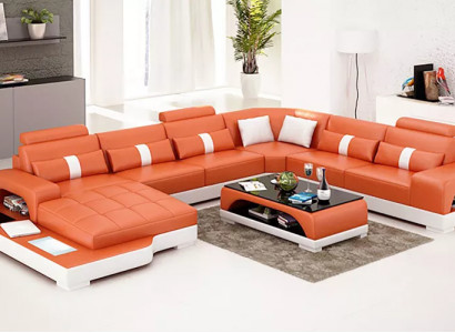 Eckgarnitur Sofa Polster Eckgruppe Wohnlandschaft Ledersofa Couchen sofas U-Form