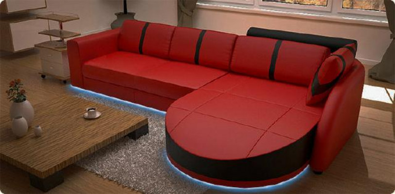 DESIGNERSOFA SCHLAFSOFA LEDERECKCOUCH NEU LEDERSOFA ECKSOFA MIT BETTFUNKTION
