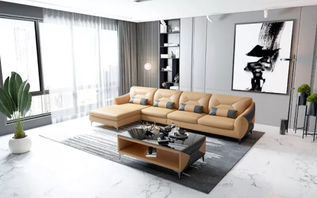 Ecksofa Polster Ecksofa LForm Modernes Couchtisch Sofa Wohnlandschaft 2tlg. Neu