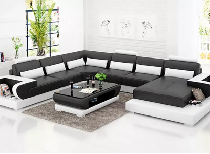 Ecksofa Polster Polsterecke UForm Couchtisch Modernes Sofa Wohnlandschaft Neu